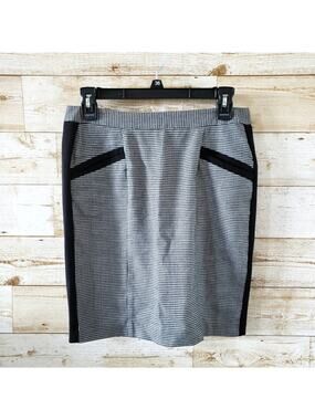 Y2K Pencil Skirt S Houndstooth Checkered Black Houndstooth Mini Short Stretchy